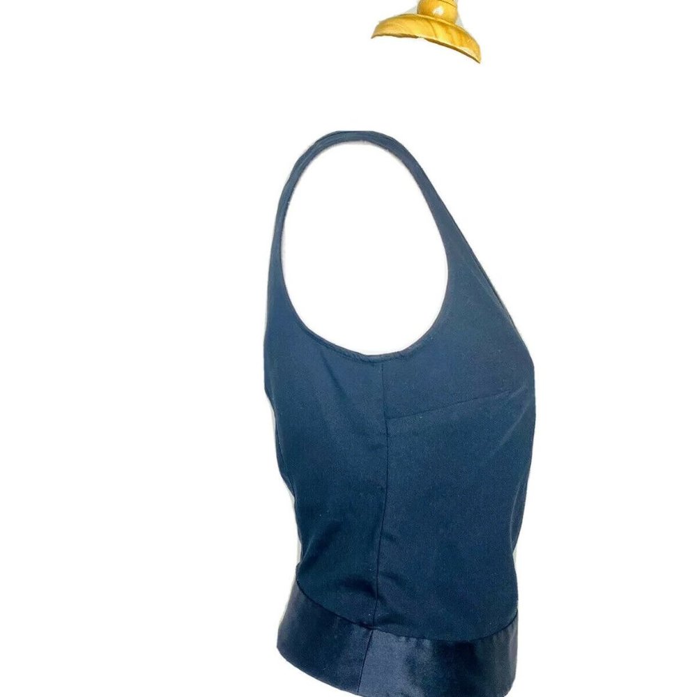 Guess Y2K Top Vintage 90s Sleeveless V-Neck Velvet Textured Flowers Black Top S - Picture 5 of 10